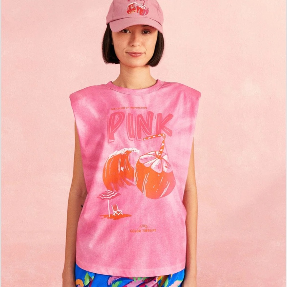 FARM RIO Pink Coconuts Organic Cotton Tank Top (NWT)